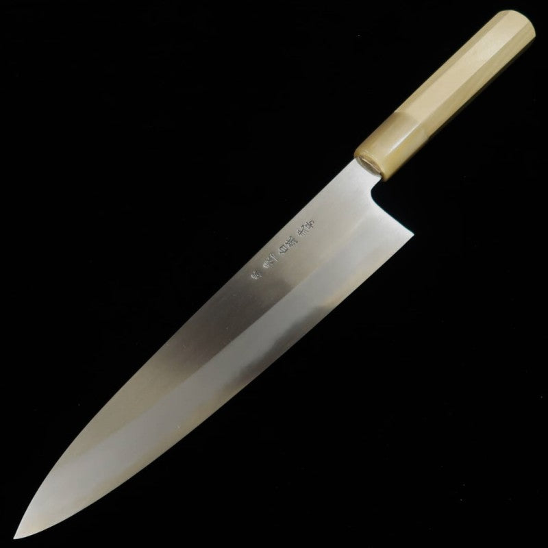 三浦 MIURA 頂 田中 義一 白紙二号 牛刀 シノギ仕上げ 白水牛八角柄 (210/240mm)