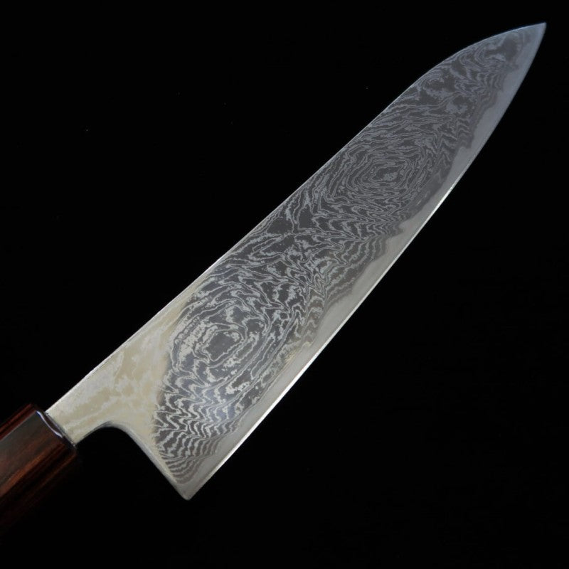 Gyuto MIURA AUS10, patrón de olas, níquel damasco, mango de olmo (210mm)