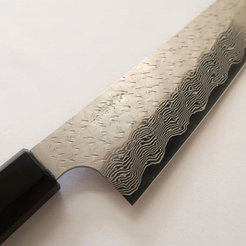 二唐刃物鍛造所 NIGARA SPG STRIX 槌目ダマスカス 牛刀 紫檀柄 (210/240mm)
