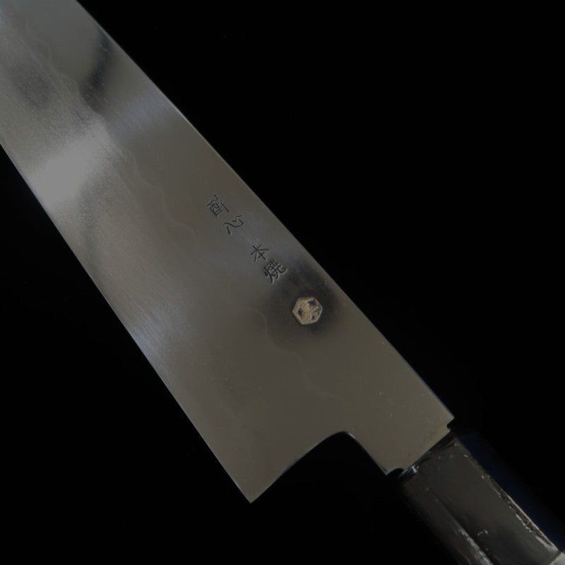 Gyuto SUISIN Honyaki Shirogami No. 3 com cabo em ebano e bainha de magnólia Por Ikeda Miwa (240mm)