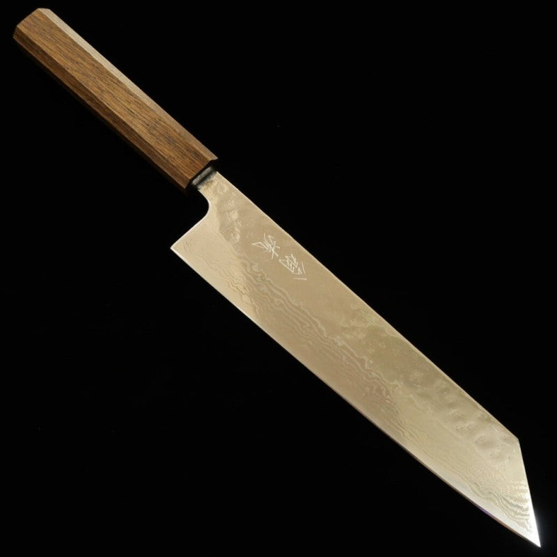 Kiritsuke Gyuto HADO Okina Ryu 440C Hammered Damascus Black Oak Handle (210mm)