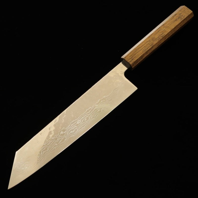 Kiritsuke Gyuto HADO Okina Ryu 440C Hammered Damascus Black Oak Handle (210mm)