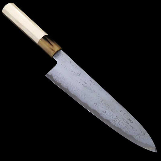 MIURA Obidama Damas, acier bleu n°1, couteau de chef, manche octogonal en magnolia (210/240 mm)