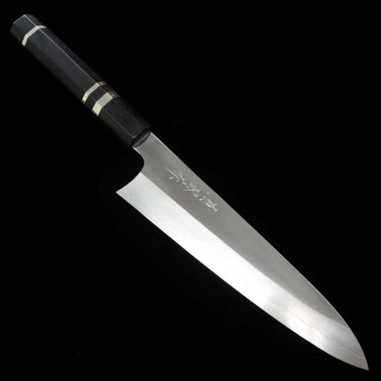 田所刃物 TADOKORO HAMONO 真琴作 鏡面 銀紙三号 牛刀 黒檀銀巻八角柄 (210mm)