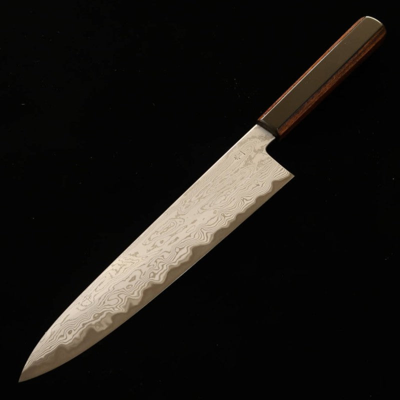 Kagekiyo KAGEKIYO Hoja Azul Nº1 Damasco, tinte gris, mango kuro-ro, cuchillo japonés para carne (240 mm)