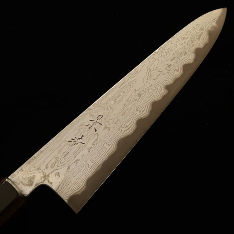 Kagekiyo KAGEKIYO Hoja Azul Nº1 Damasco, tinte gris, mango kuro-ro, cuchillo japonés para carne (240 mm)