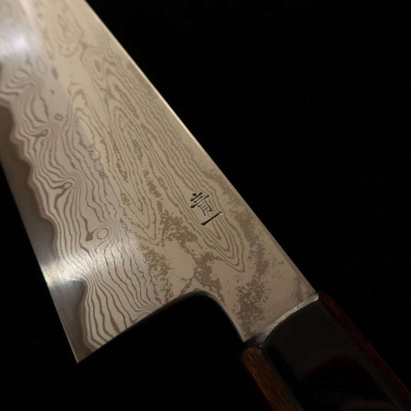 Kagekiyo KAGEKIYO Hoja Azul Nº1 Damasco, tinte gris, mango kuro-ro, cuchillo japonés para carne (240 mm)