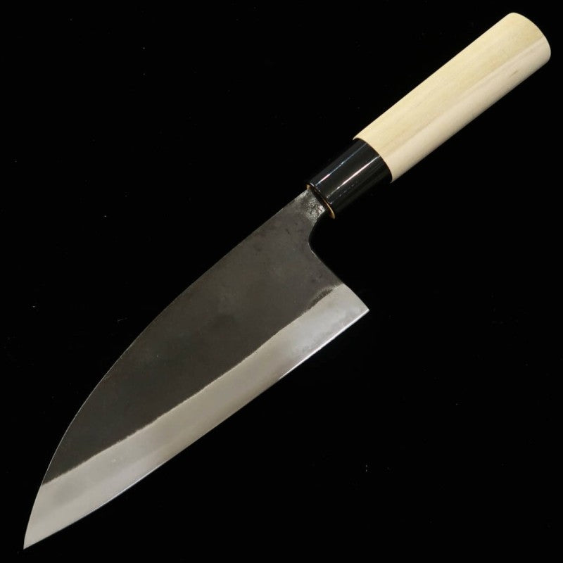 HIDARI YORIMITSU Deba para canhotos, aço SK, acabamento preto, cabo de magnólia (165mm)