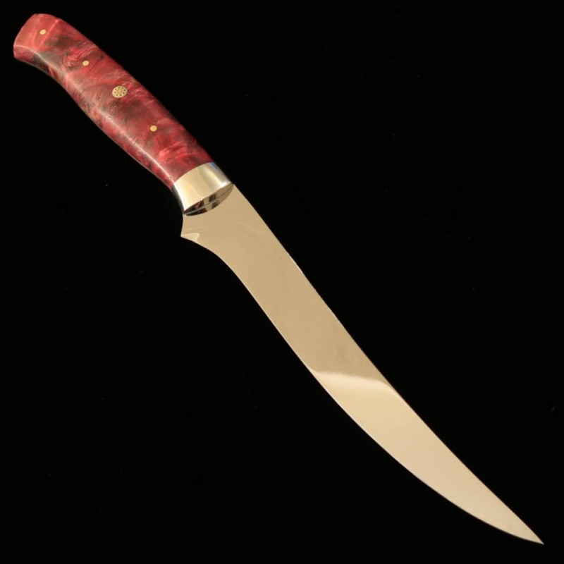 Asurah Knives x Miura MIURA Fillet Knife SUS420J2 Mirror Finish Custom Handle Red (150mm)