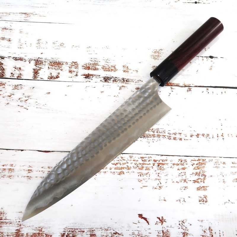 安立ANRYU 牛刀 青紙二号 ステン割込 鎚目 紫檀柄 (210/240mm)