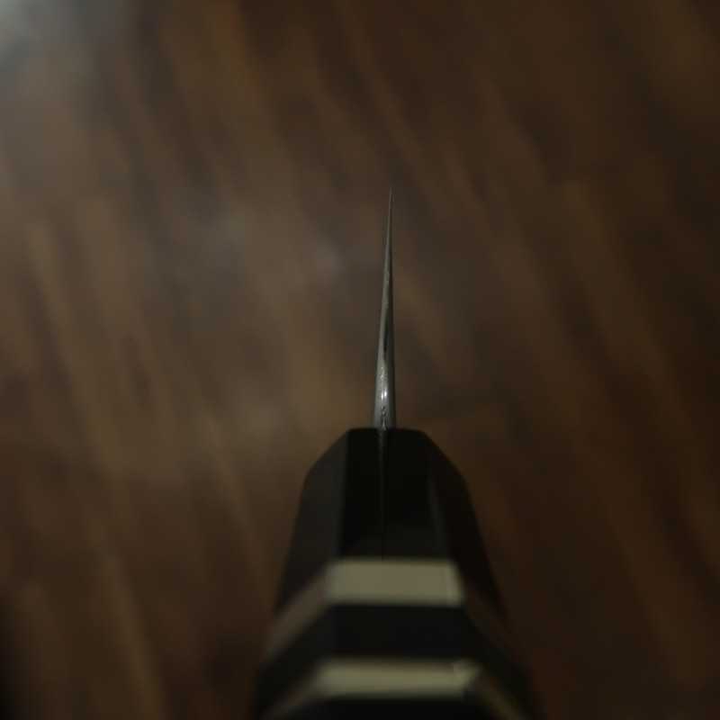 Gyuto NIGARA aogami no.2 y damasco, virola de plata y mango de ébano (210mm)