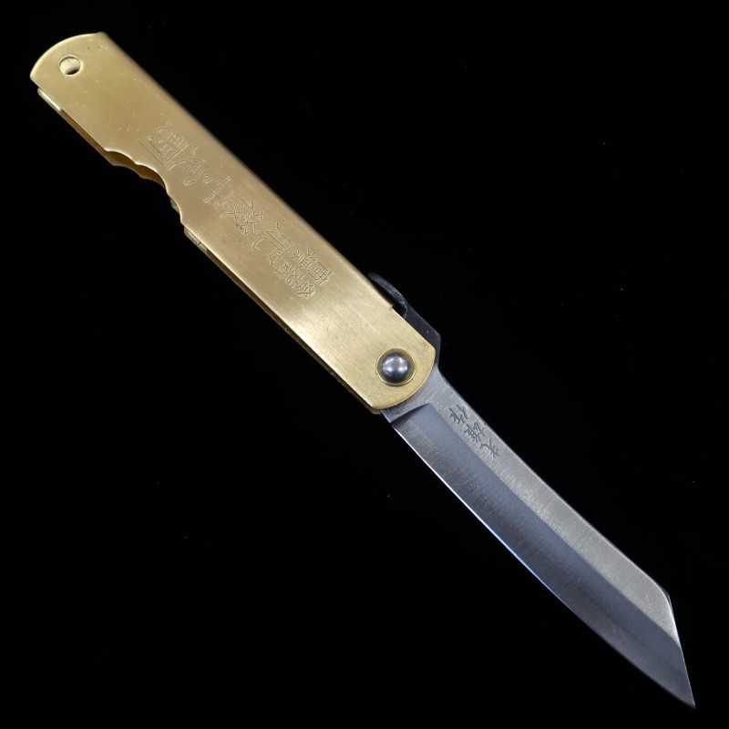 KANEKOMA Higonokami Aogami Incrustation laiton Série du zodiaque - Cheval - (73mm)