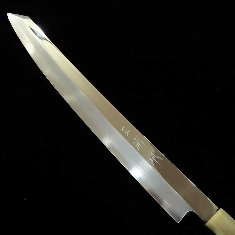 MIURA Obidama, acier Gin-san n°3, finition miroir, lame Kiritsuke Yanagiba, manche octogonal en corne de buffle blanc, pour gaucher (270/300mm)
