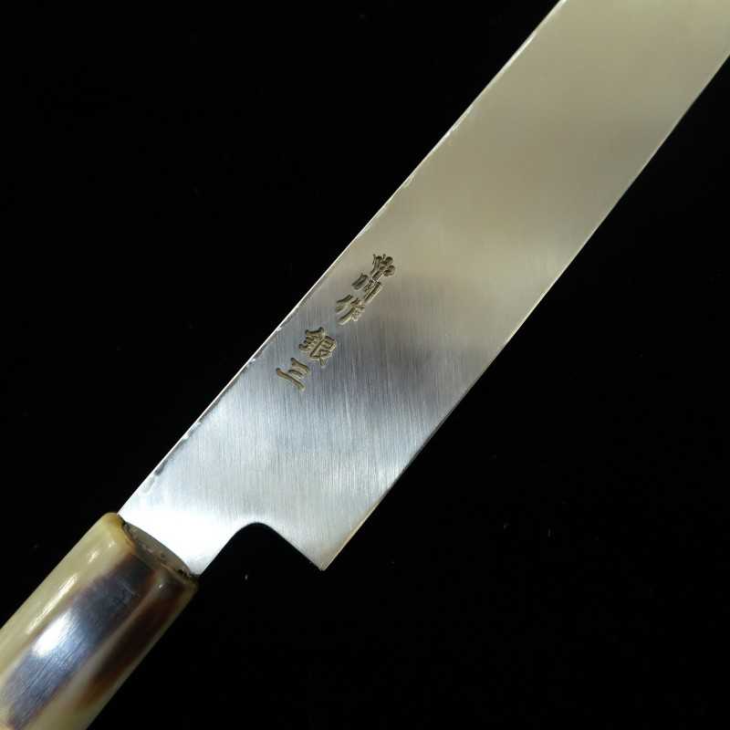 MIURA Obidama, acier Gin-san n°3, finition miroir, lame Kiritsuke Yanagiba, manche octogonal en corne de buffle blanc, pour gaucher (270/300mm)