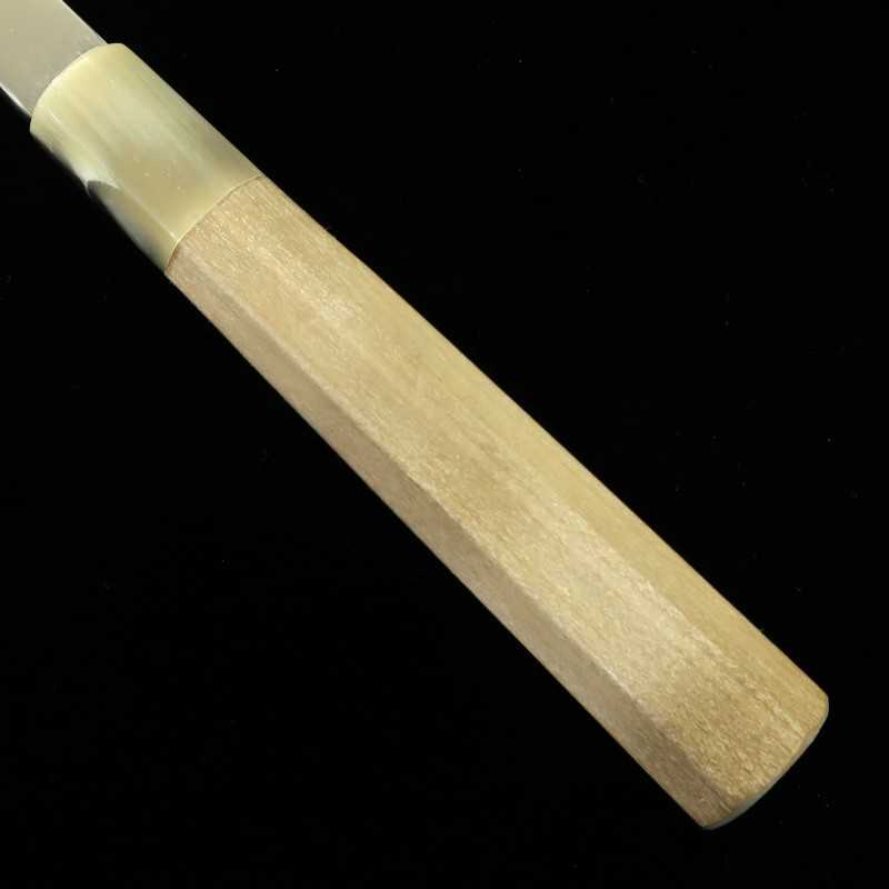 MIURA Obidama, acier Gin-san n°3, finition miroir, lame Kiritsuke Yanagiba, manche octogonal en corne de buffle blanc, pour gaucher (270/300mm)
