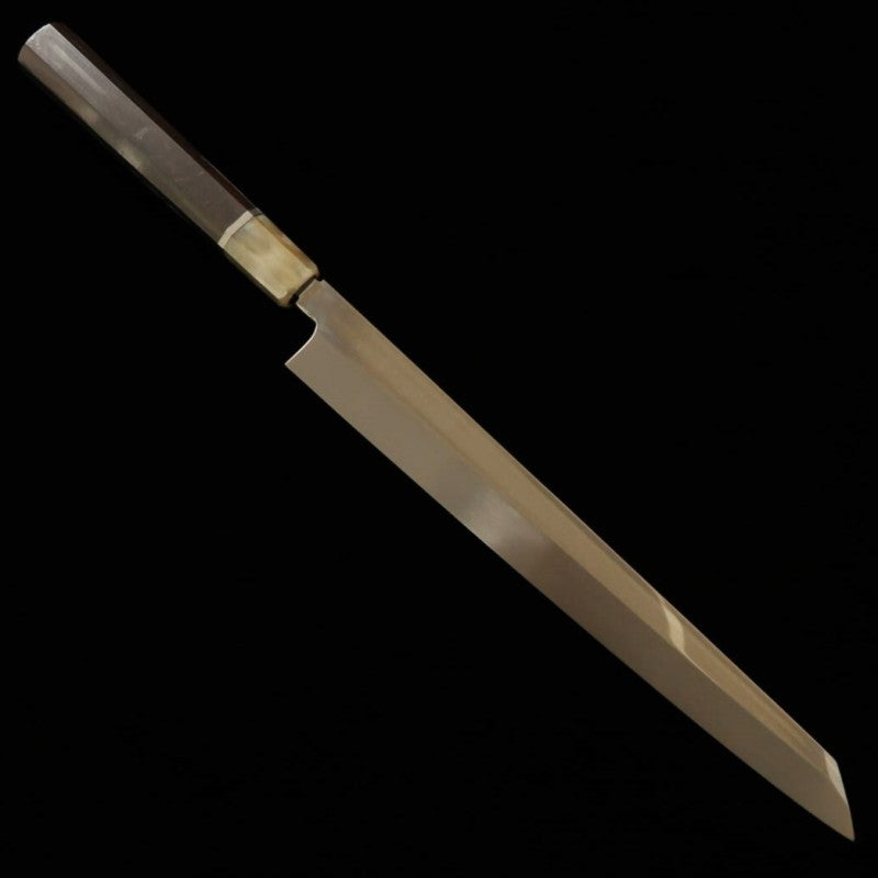 Kiritsuke yanagiba Honyaki SUISIN Por Kenji Togashi Shirogami nº 2 cabo em ébano (300mm)