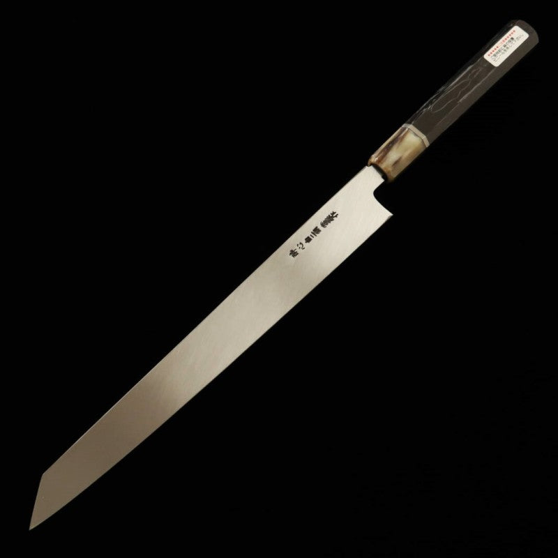 Kiritsuke yanagiba Honyaki SUISIN Por Kenji Togashi Shirogami nº 2 cabo em ébano (300mm)