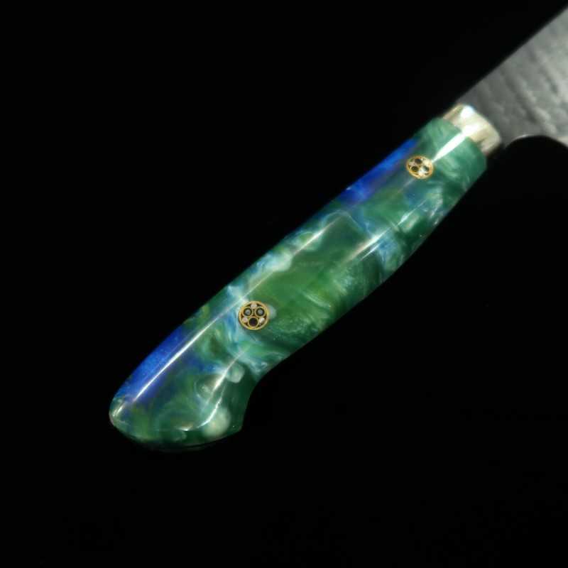 二唐刃物鍛造所 NIGARA SG2 黒打鎚目 三徳 カスタムハンドル (180mm)