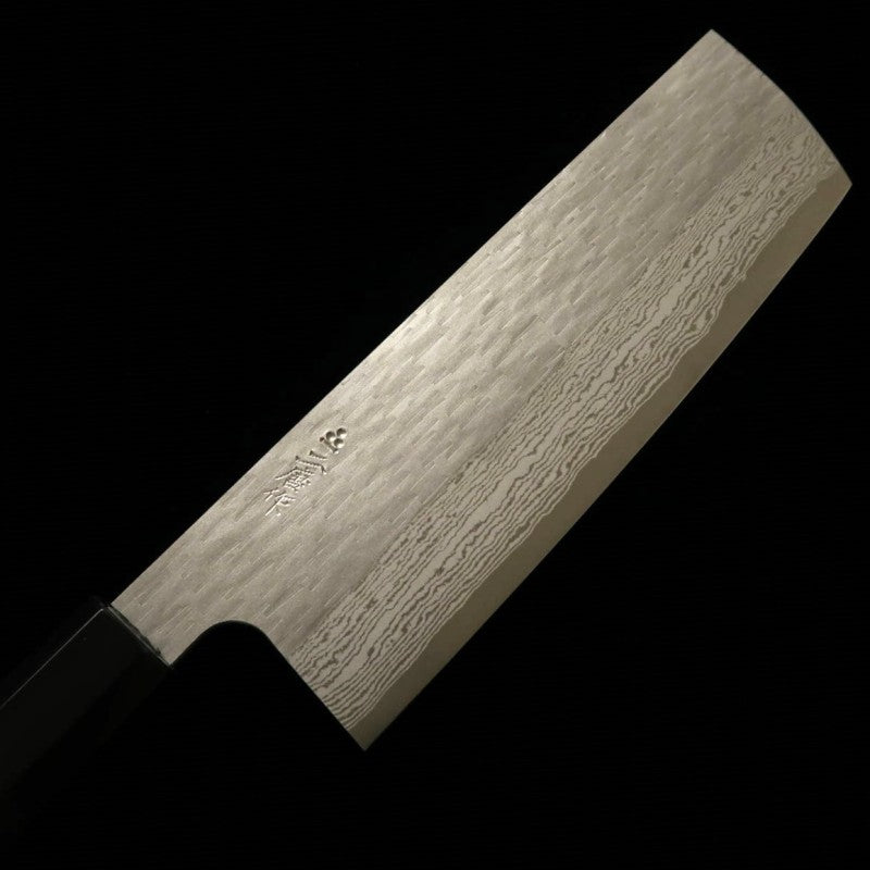二唐刃物鍛造所NIGARA VG XEOS 槌目ダマスカス 菜切 黒檀柄(180mm)