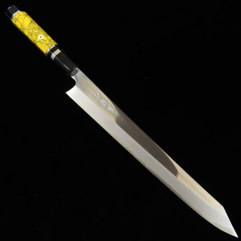 Tadokoro Hamono Makoto, acabado espejo, Aogami nº2, Kiritsuke fileteador, mango personalizado (300 mm)