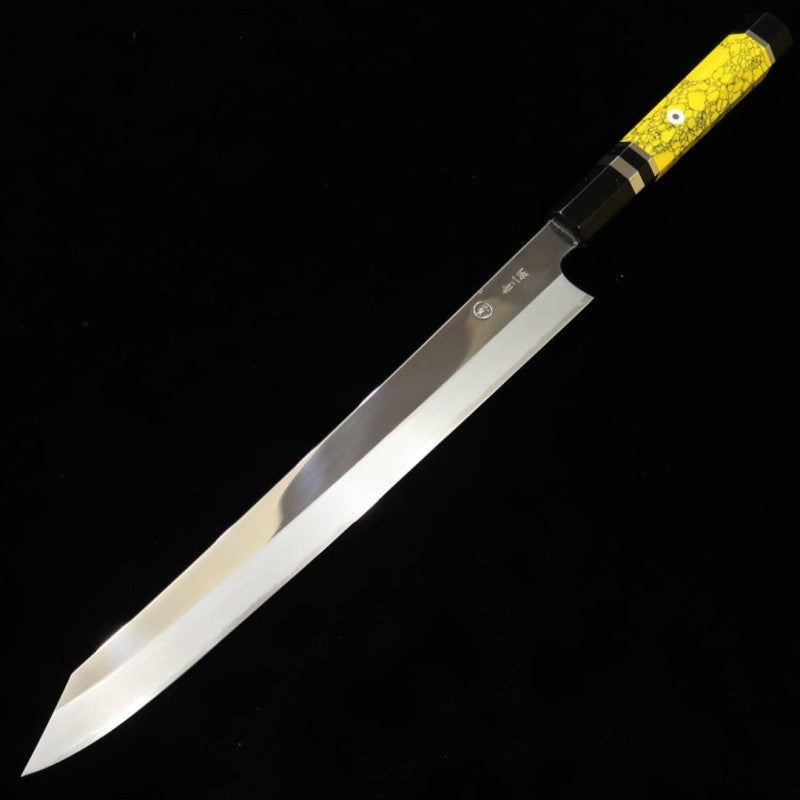 Tadokoro Hamono Makoto, acabado espejo, Aogami nº2, Kiritsuke fileteador, mango personalizado (300 mm)