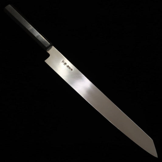 Kiritsuke Yanagiba para zurdos MIURA Obidama Ginsan Mango Octogonal de Ébano (270/300mm)