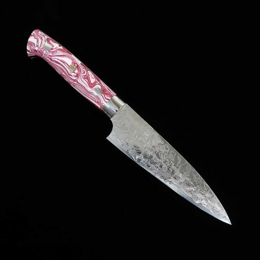 Saji Takeshi R2 Finition Diamant Petit Couteau Rouge & Blanc Turquoise (135/150mm)