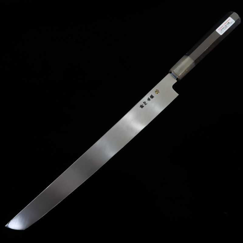 Sakimaru yanagiba SUISIN Shirogami Honyaki cabo em Ébano octogonal Forjada por Ikeda san (300mm)