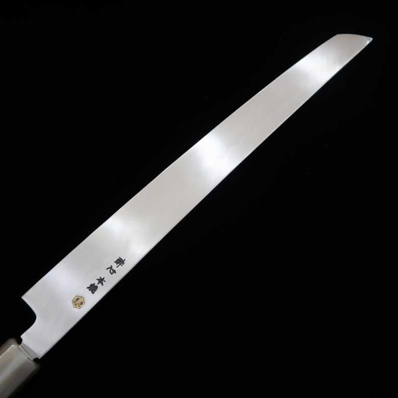 Sakimaru yanagiba SUISIN Shirogami Honyaki cabo em Ébano octogonal Forjada por Ikeda san (300mm)