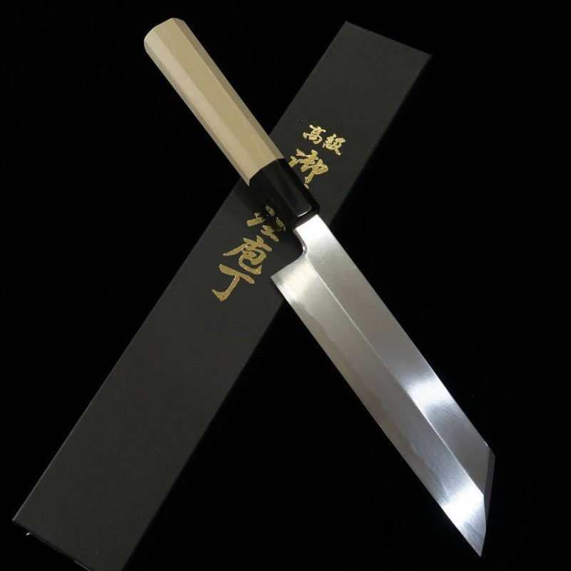 三浦 MIURA ムキモノ包丁 青紙二号 朴水牛八角柄 (180mm)