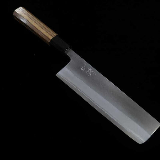 初心 HATSUKOKORO 白紙二号 梨地ステンレス  チーク八角柄 菜切 (165mm)