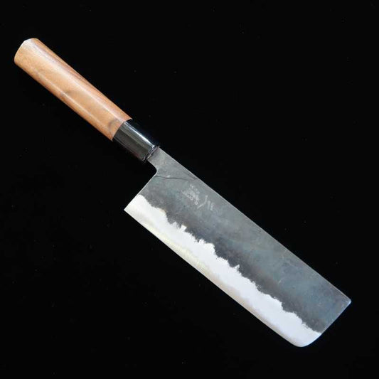三浦 MIURA 白鋼二号 黒打 菜切 ウオルナット柄 (170mm)