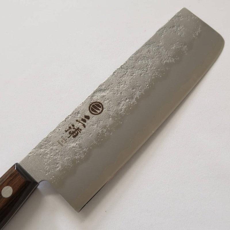 Nakiri MIURA Ginsan, Nashiji, Brown Plywood Handle (165mm)