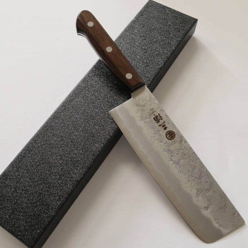 Nakiri MIURA Ginsan, Nashiji, Brown Plywood Handle (165mm)