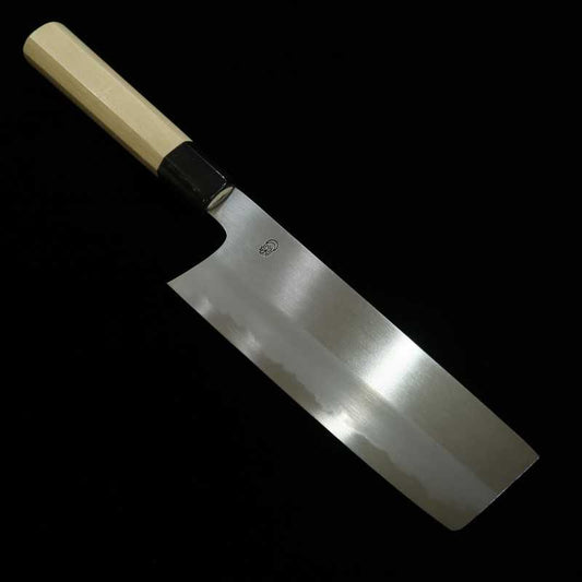 堺菊守 SAKAI KIKUMORI 白紙二号 菊月 霞 菜切 水牛朴八角柄 (180mm)