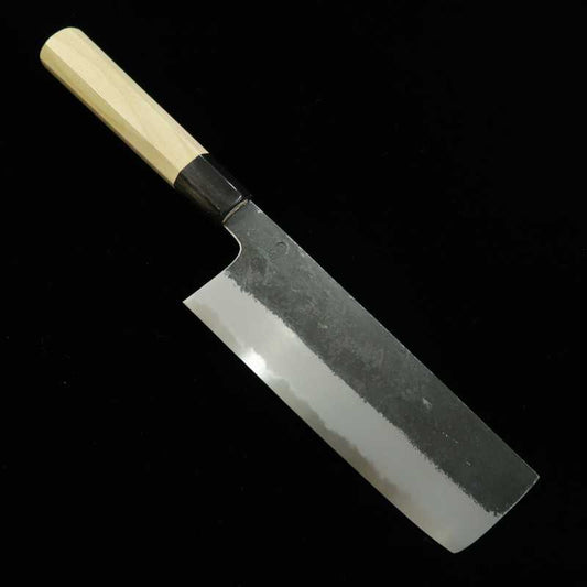 Nakiri SAKAI KIKUMORI Kikuzuki Shirogami No.2 acabado negro, mango octogonal de magnolia y cuerno de búfalo (180mm)