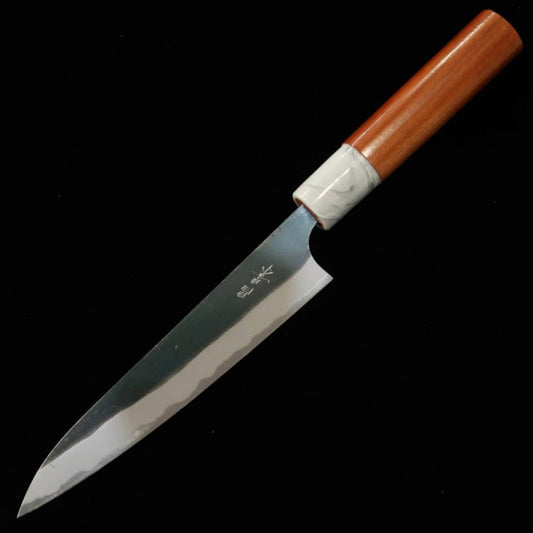 Petty MASAKAGE Mizu Aogami no.2, acabado kurouchi, mango de cerezo americano (150 mm)