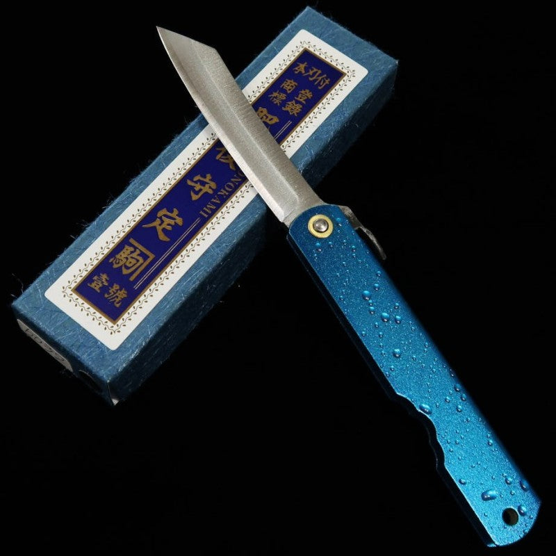 Nagao Kanekoma HIGONOKAMI Acier bleu trois couches - Éclaboussures d’eau - Bleu (72 mm)