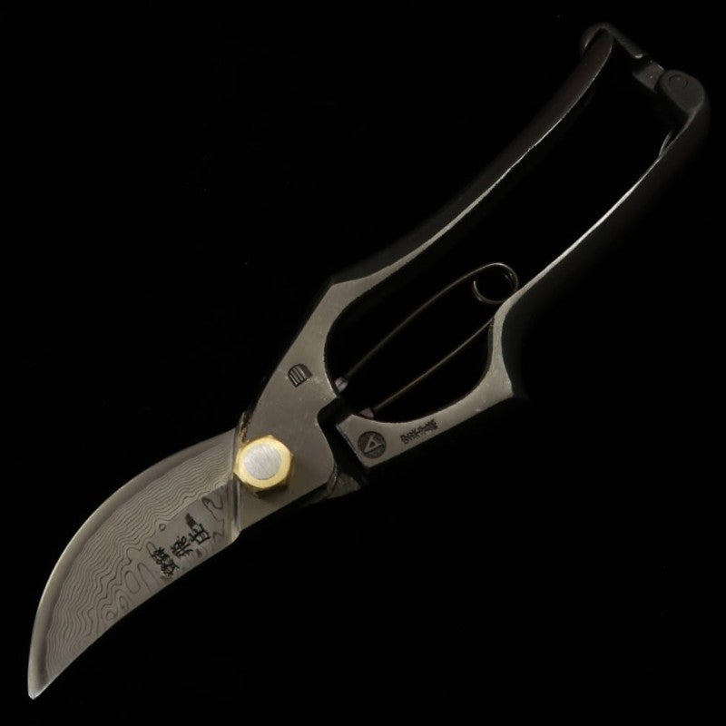 剪定鋏 山形打刃物 飛庄 安来鋼青紙 16層 ダマスカス Aタイプ  (200mm)