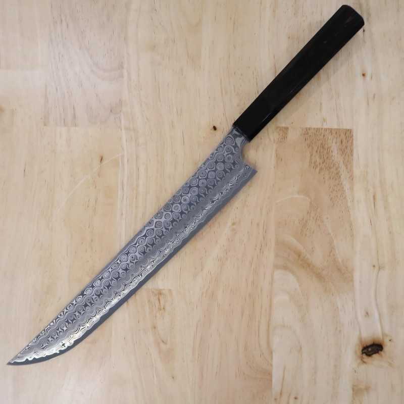 二唐刃物鍛造所 NIGARA SG2 暗紋 先丸筋引 黒檀八角柄 (270/300mm)