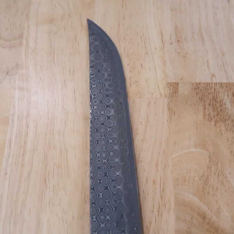 二唐刃物鍛造所 NIGARA SG2 暗紋 先丸筋引 黒檀八角柄 (270/300mm)