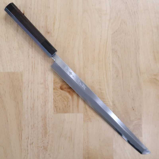 Sakai Takayuki SAKAITAKAYUKI Byakko Acier Blanc n°1 Takobiki bout rond Manche octogonal en ébène (270/300 mm)