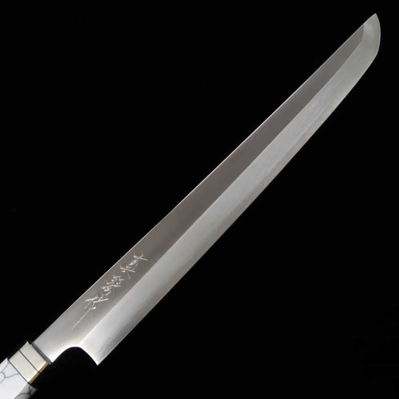 TADOKORO HAMONO by Makoto - Faca Saki-maru Takobiki, polimento espelhado, aço Gin-san nº3, cabo Corian (300mm)