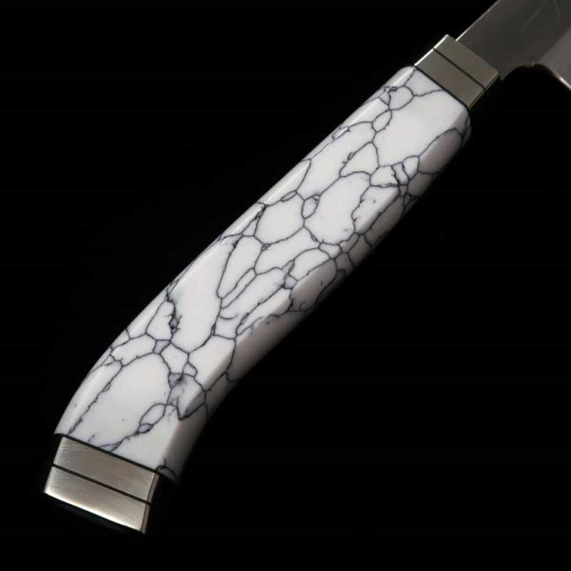 TADOKORO HAMONO by Makoto - Faca Saki-maru Takobiki, polimento espelhado, aço Gin-san nº3, cabo Corian (300mm)