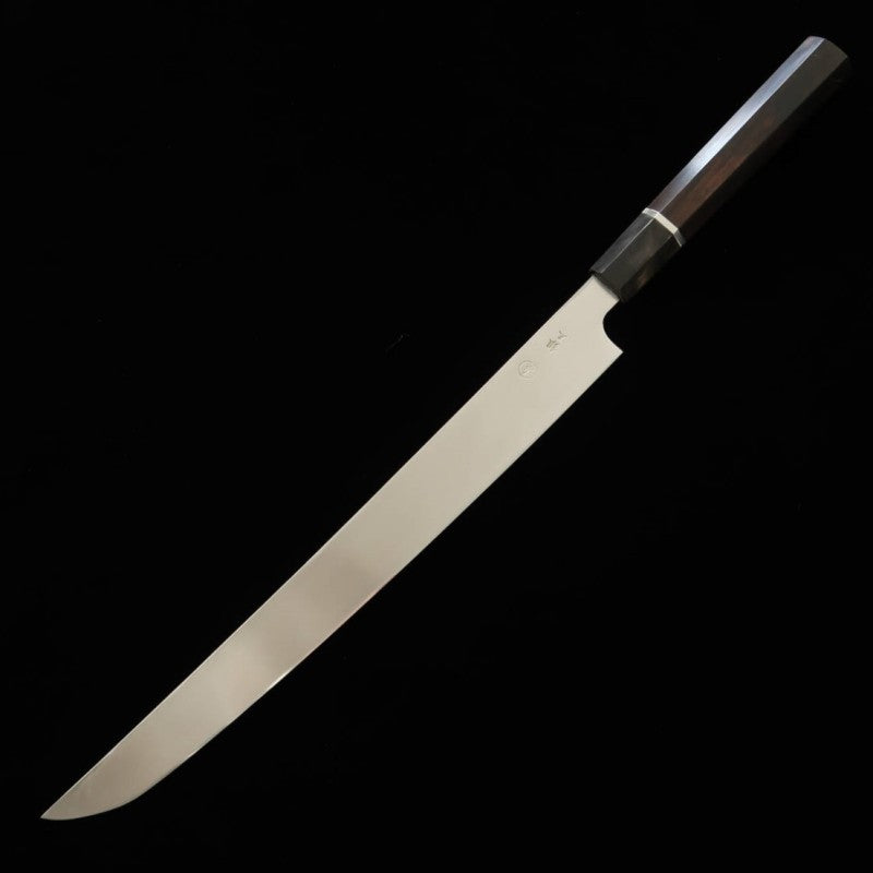 田所刃物 TADOKORO HAMONO 真琴作 鏡面 銀紙三号 先丸蛸引 黒檀銀巻柄 (300mm)