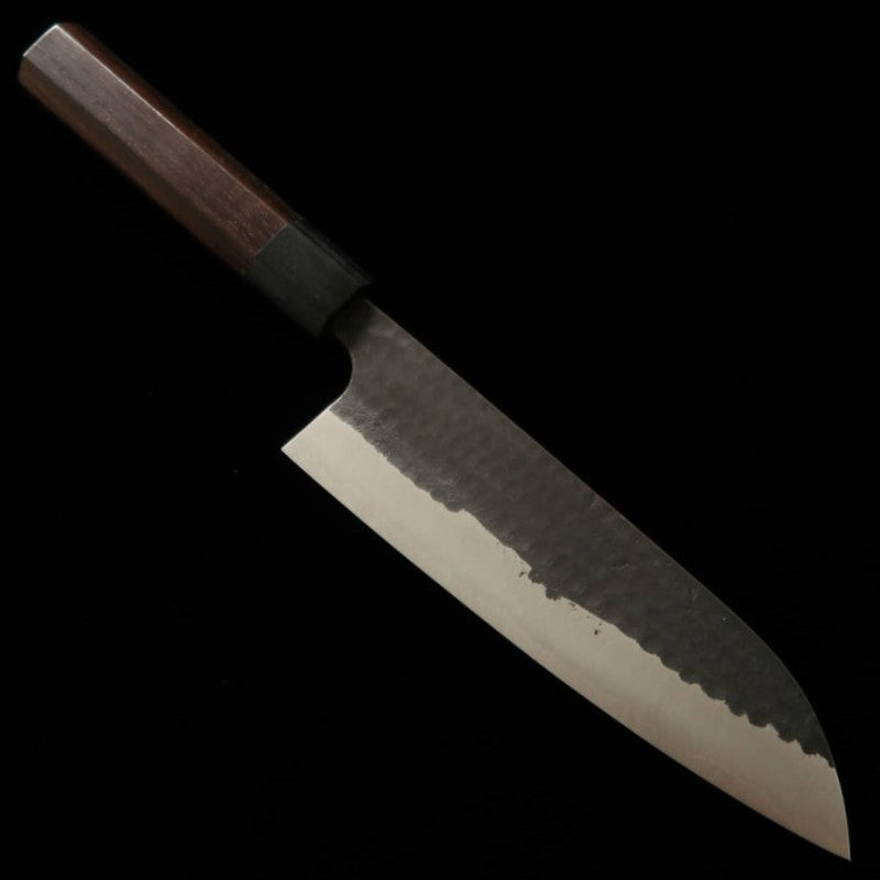 ANRYU Santoku Aogami Super hammered black finish Rosewood handle (180mm)