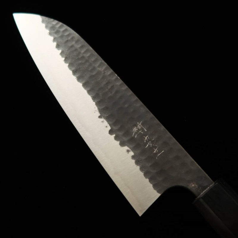 ANRYU Santoku Aogami Super hammered black finish Rosewood handle (180mm)