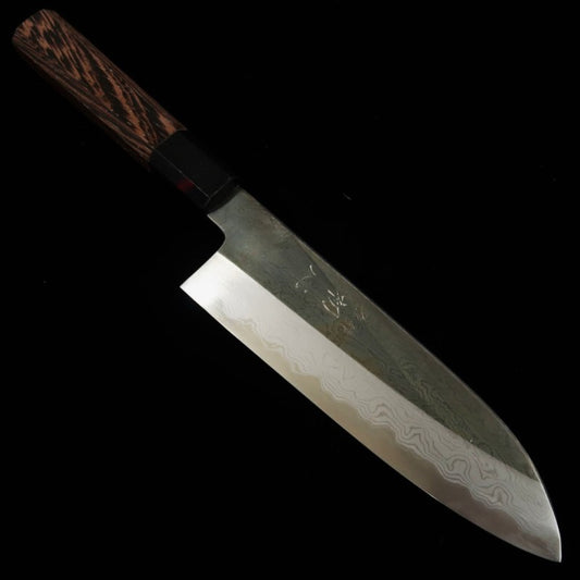 初心 HATSUKOKORO × 中川悟志 Satoshi Nakagawa  青紙一号 ダマスカス ウェンジ柄 三徳 (180mm)