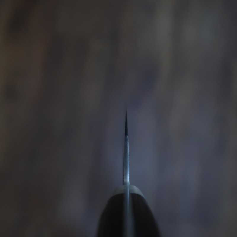 MIURA Aogami Super, martelé noir, Santoku, manche en contreplaqué noir (180mm)