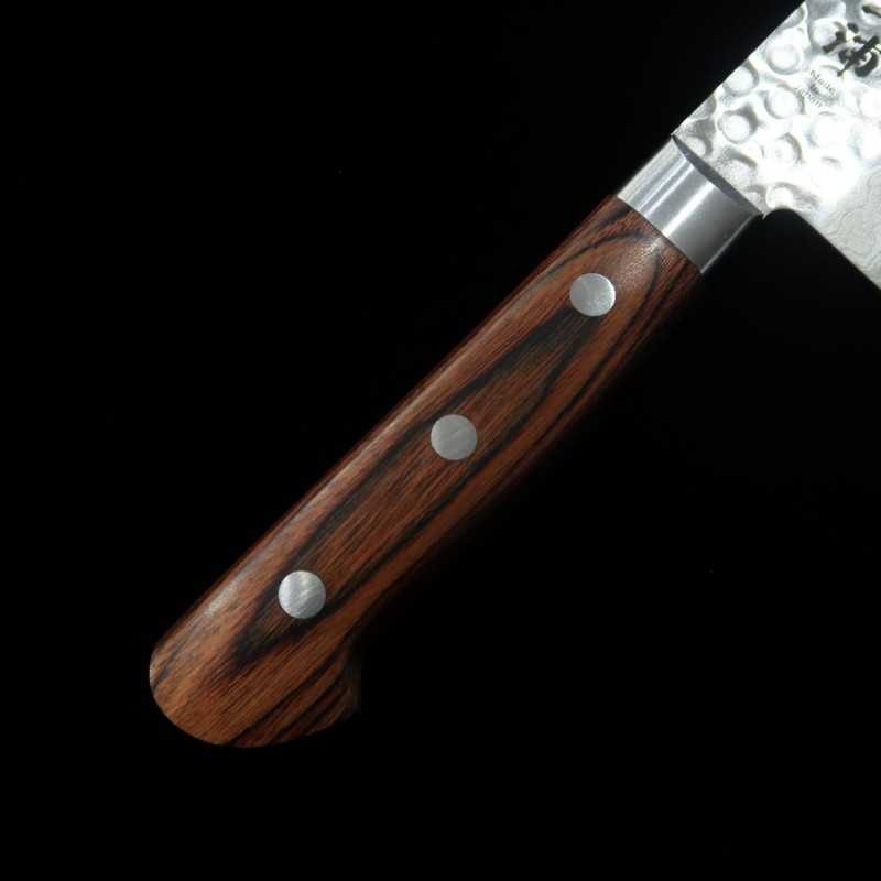 Santoku MIURA VG-10 Damasco, mango de madera contrachapada de caoba (180mm)